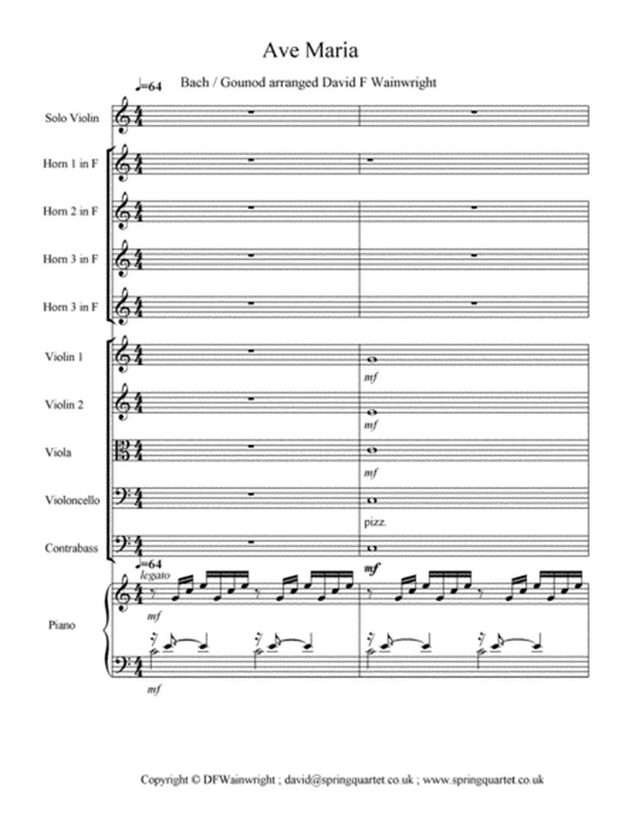 Ave Maria Bach Gounod for solo violin with piano, strings and horns, score, parts, mp3 and backing t image number null