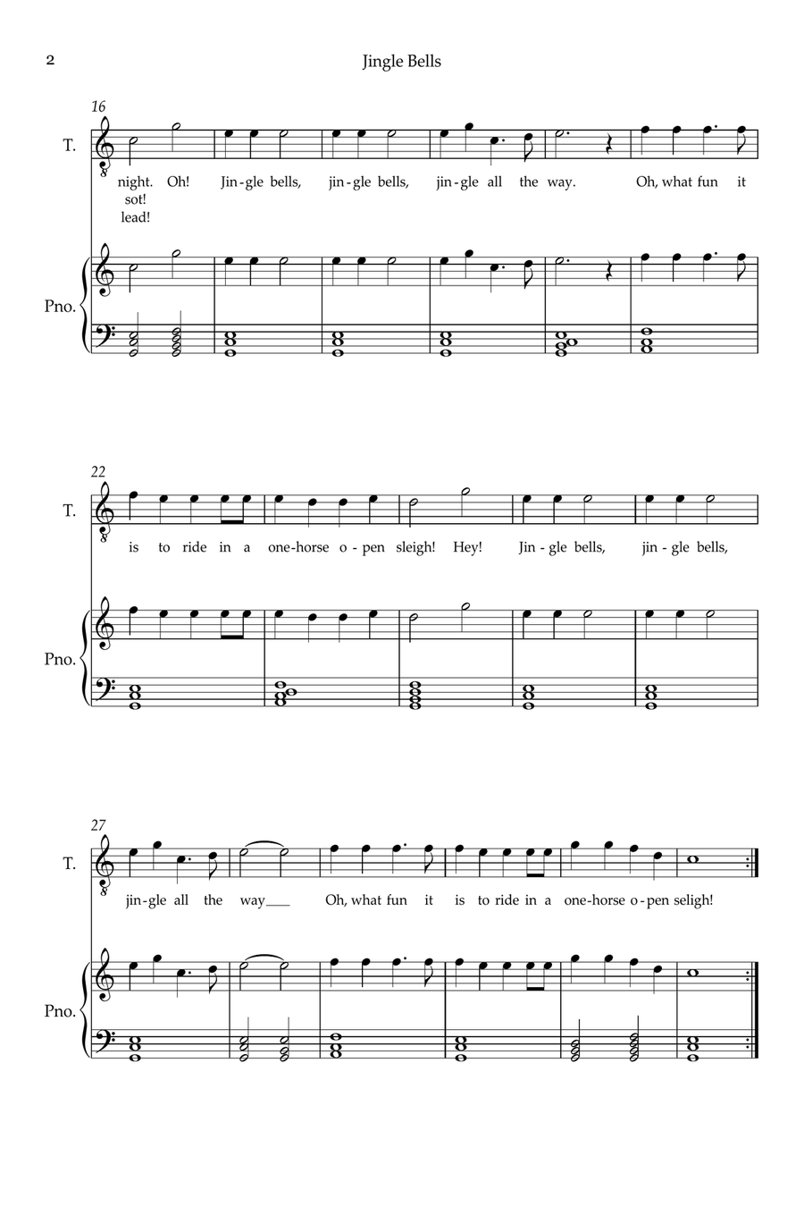 Jingle Bells Jingle Bells Tenor Voice scores gallery preview page 2
