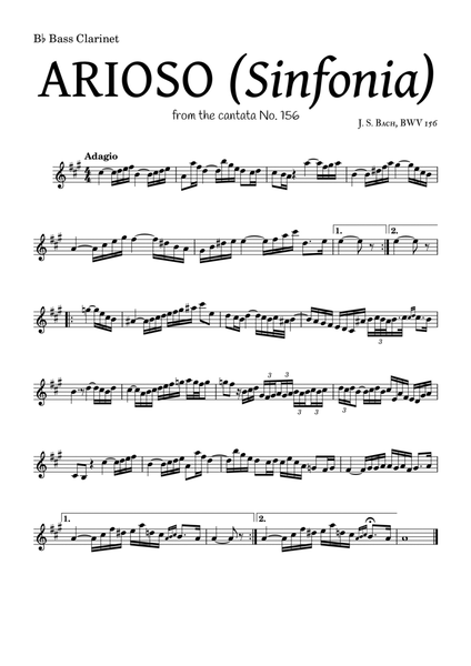 ARIOSO, by J. S. Bach (sinfonia) - for B♭ Bass Clarinet and accompaniment image number null