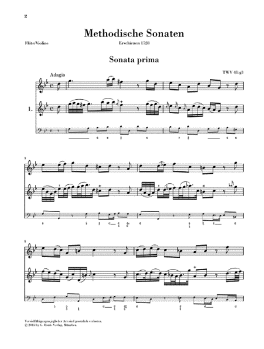 Methodical Sonatas for Flute or Violin and Continuo – Volume 1 Flute scores gallery preview page 5