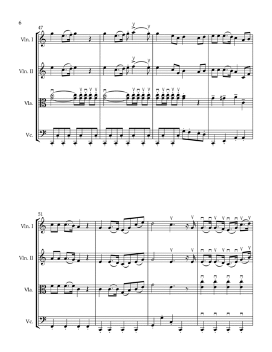 Patriotic Mashup Battle Hymn of the Republic / Battle Cry of Freedom String Quartet scores gallery preview page 6