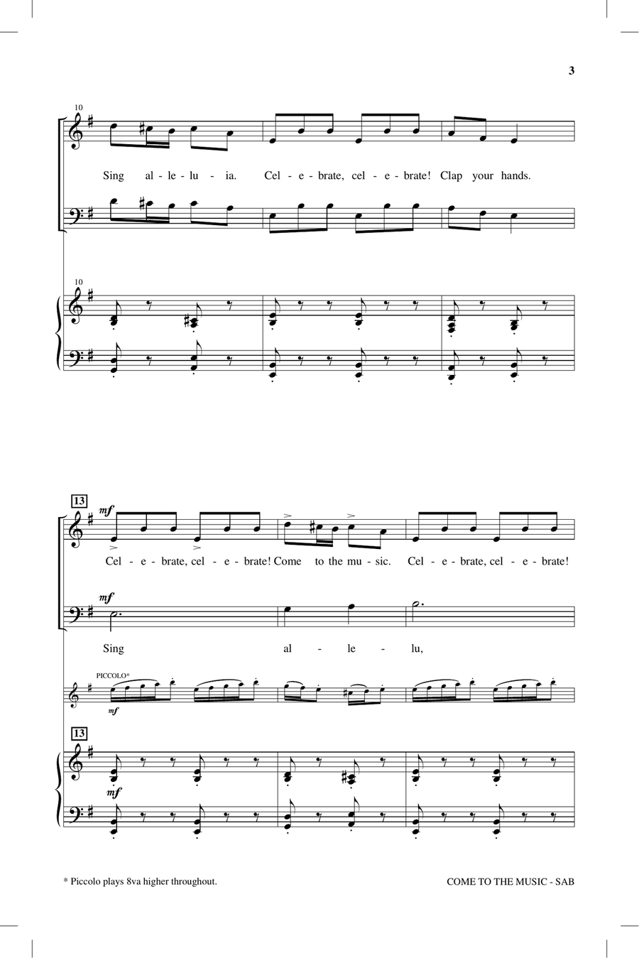 Come To The Music Come To The Music 3-Part scores gallery preview page 2