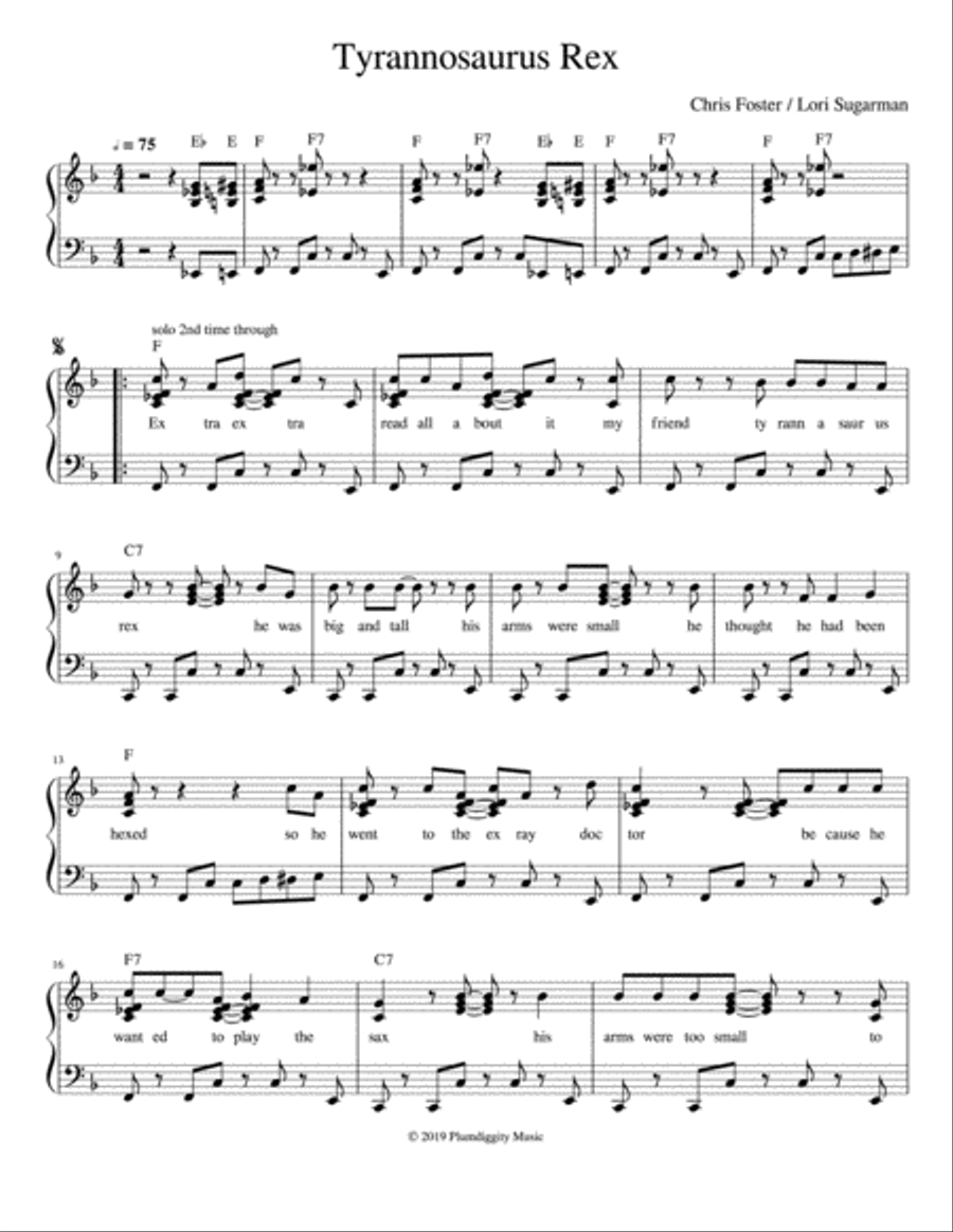 Tyrannosaurus Rex - Piano/Vocal/Guitar Piano, Vocal, Guitar scores gallery preview page 1