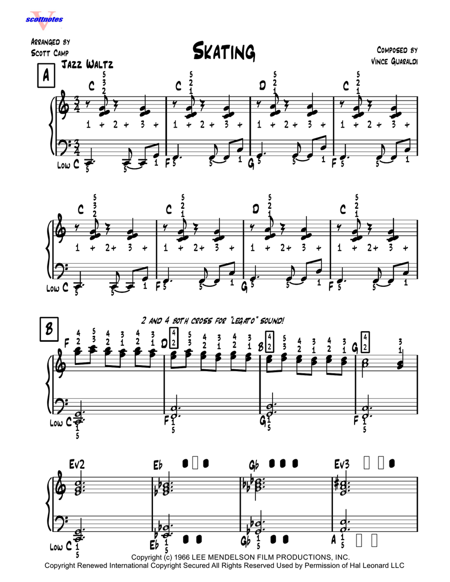Skating Piano Solo scores gallery preview page 1