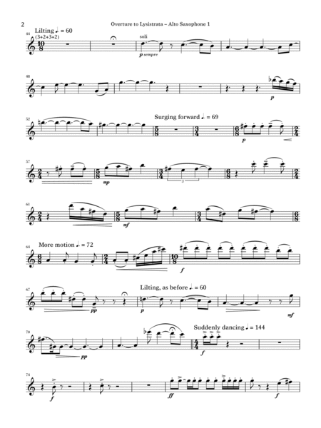 Overture to Lysistrata (arr. Peter Stanley Martin) - Alto Saxophone 1