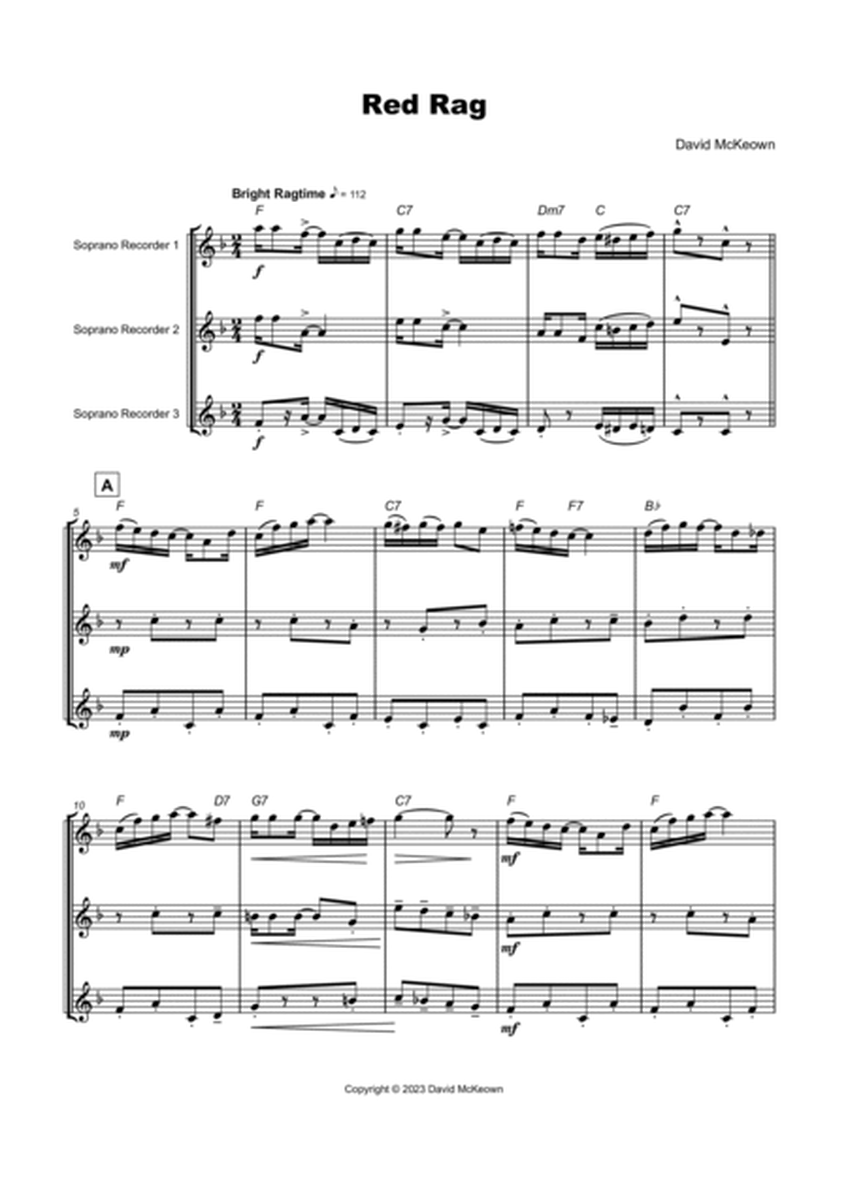 Red Rag, a Ragtime piece for Recorder Trio
