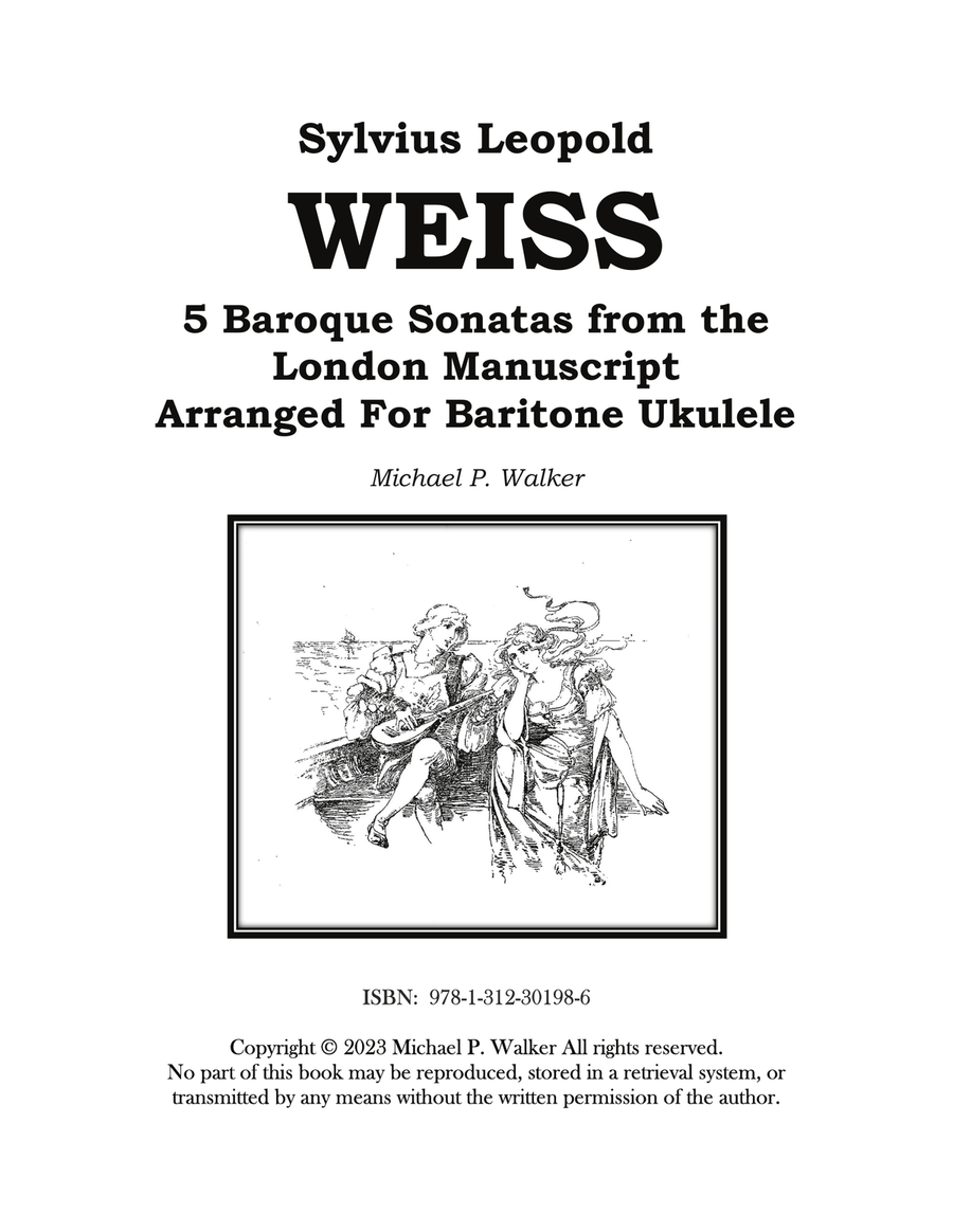 Sylvius Leopold WEISS 5 Baroque Sonatas from the London Manuscript Arranged For Baritone Ukulele Baritone Ukulele scores gallery preview page 1