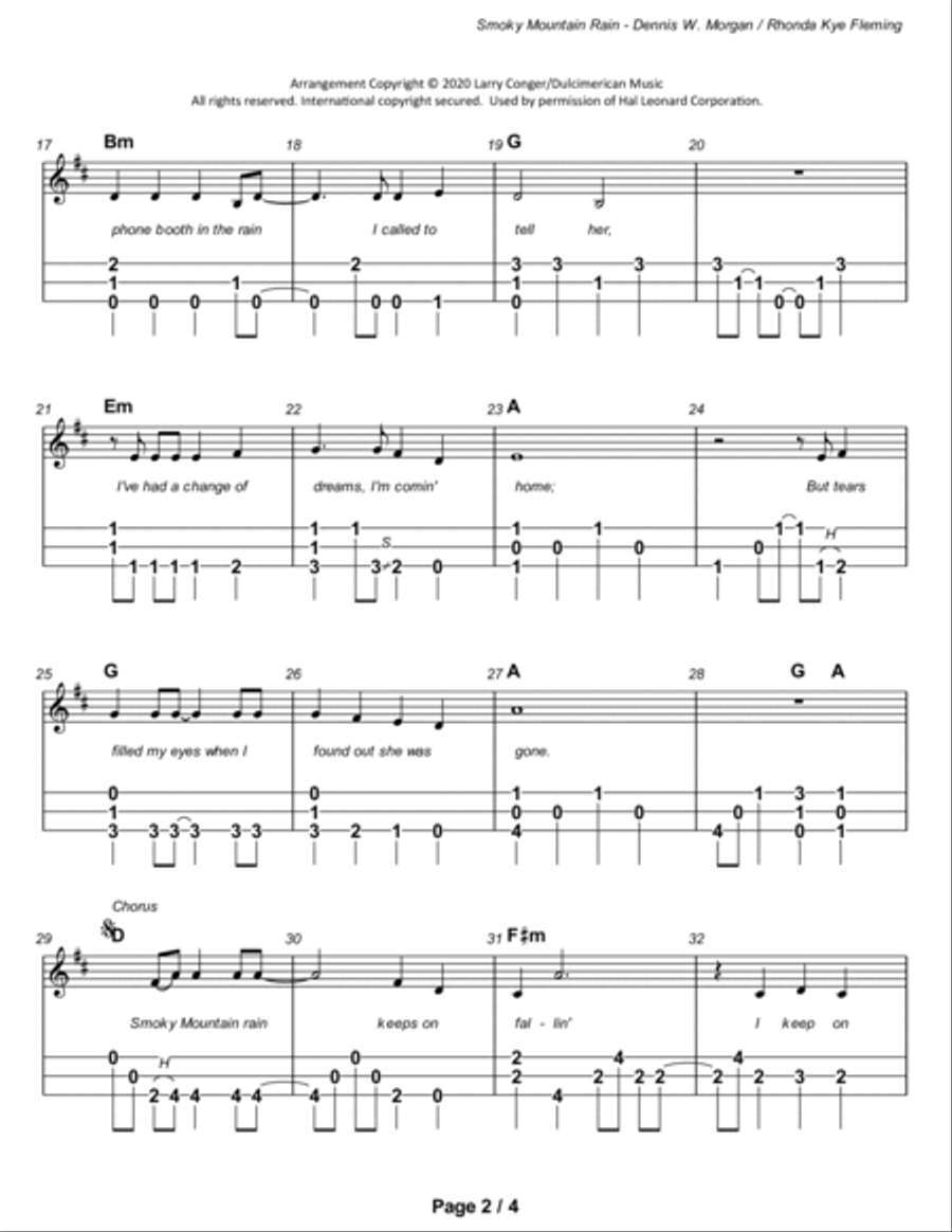 Smoky Mountain Rain Dulcimer scores gallery preview page 3