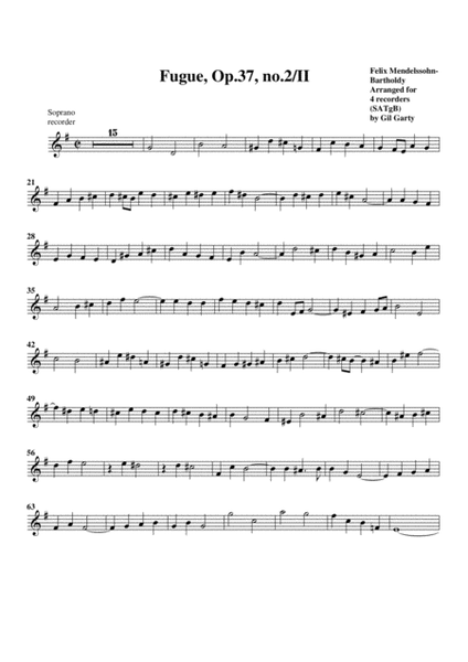 Fugue, Op.37, no.2/II (arrangement for 4 recorders)
