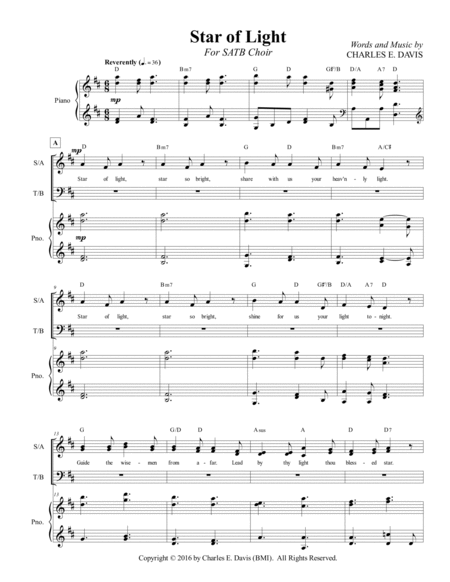 Star of Light - SATB Choir image number null