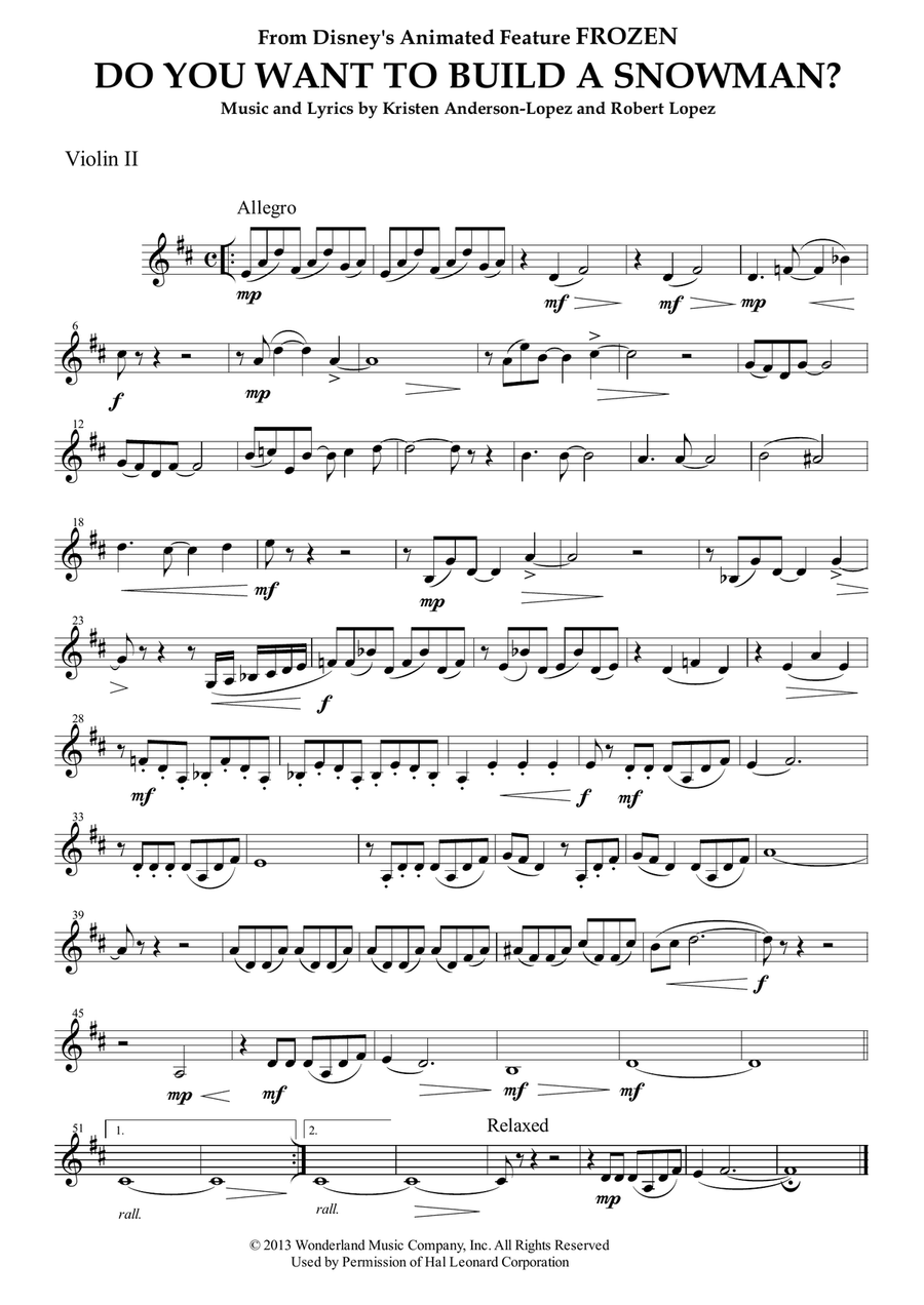 Do You Want To Build A Snowman? String Quartet scores gallery preview page 2