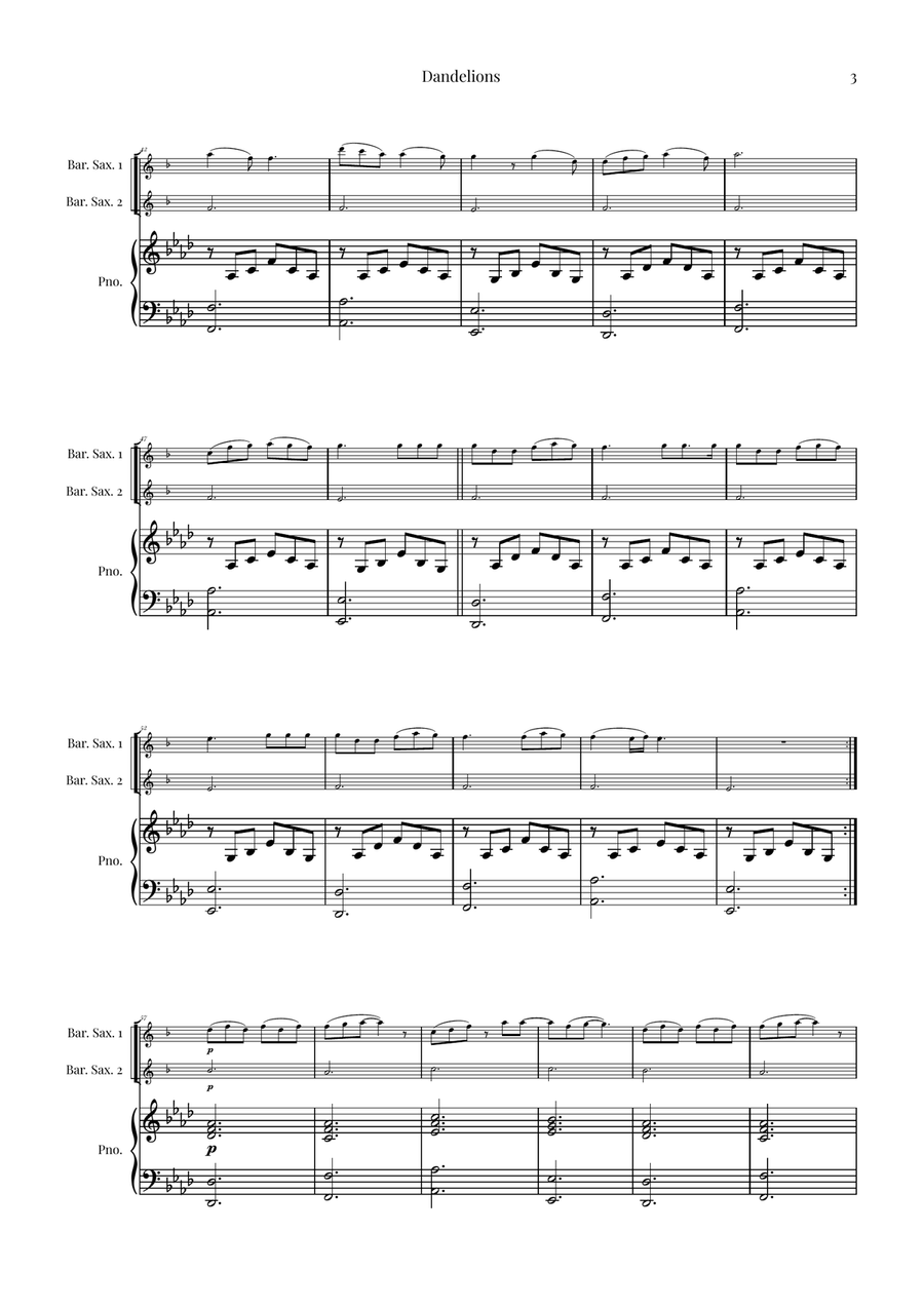 Dandelions Woodwind Duet scores gallery preview page 3
