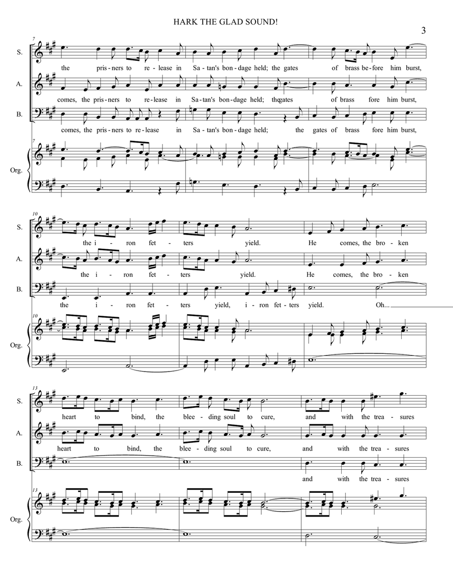 PASTORAL SYMPHONY from The Messiah - Arr. for SAB Choir and Organ - English Lyrics 3-Part scores gallery preview page 3