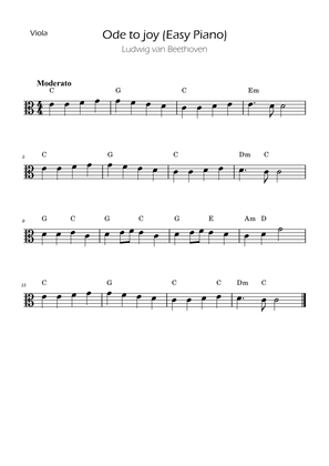 Ode To Joy - Easy Viola with Chords