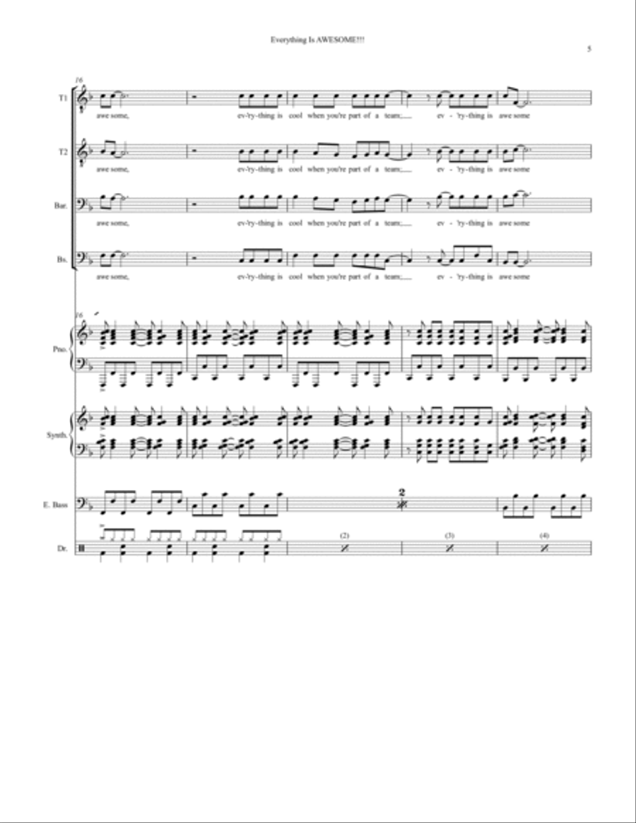 Everything Is Awesome (awesome Remixx!!!) Small Ensemble scores gallery preview page 5