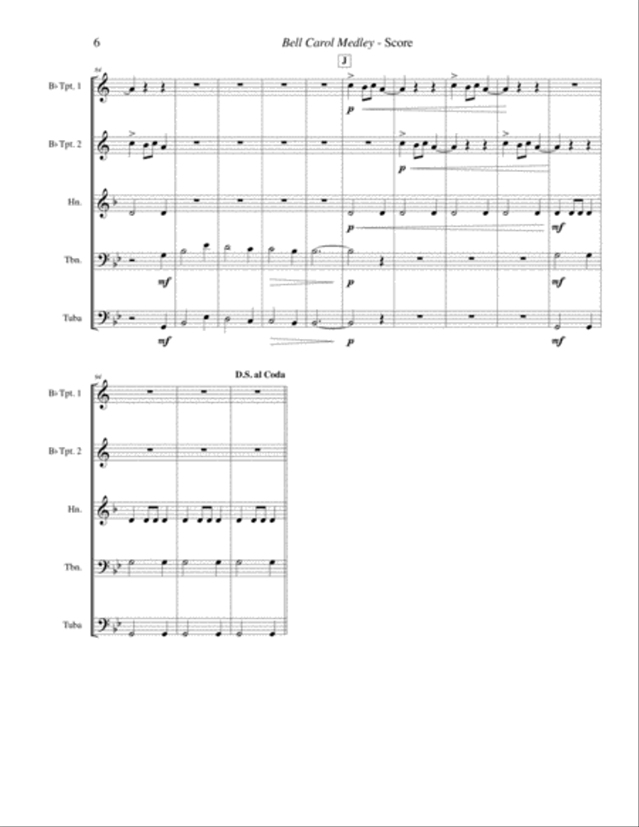 Bell Carol Medley (The Bells of Christmas) - Brass Quintet Brass Quintet scores gallery preview page 6