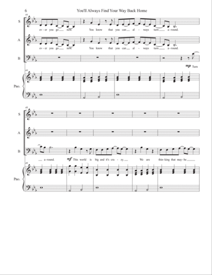 You'll Always Find Your Way Back Home 3-Part scores gallery preview page 6