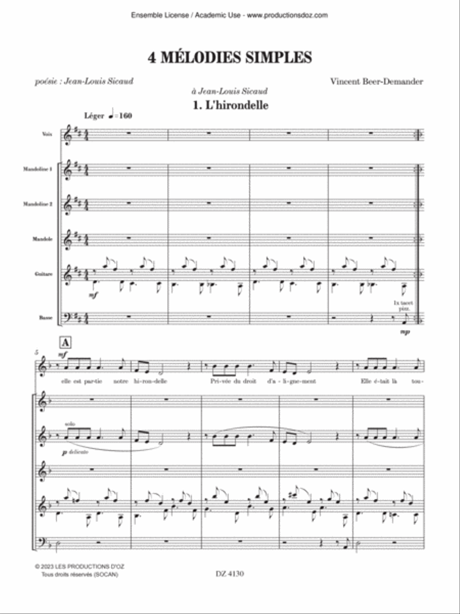 4 Mélodies simples Orchestra scores gallery preview page 3