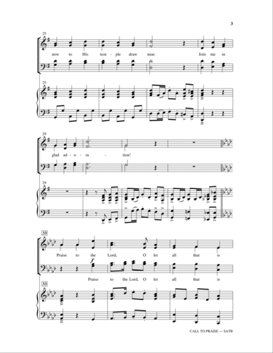 Praise To The Lord, The Almighty 4-Part scores gallery preview page 3