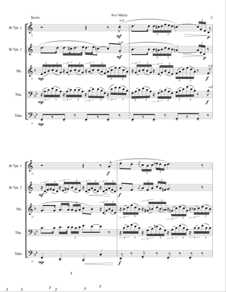 Ave Maria for Brass Quintet - Franz Schubert Brass Quintet scores gallery preview page 4