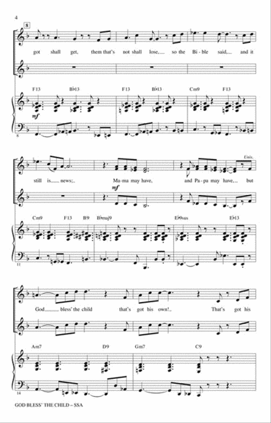God Bless' the Child SSA scores gallery preview page 3