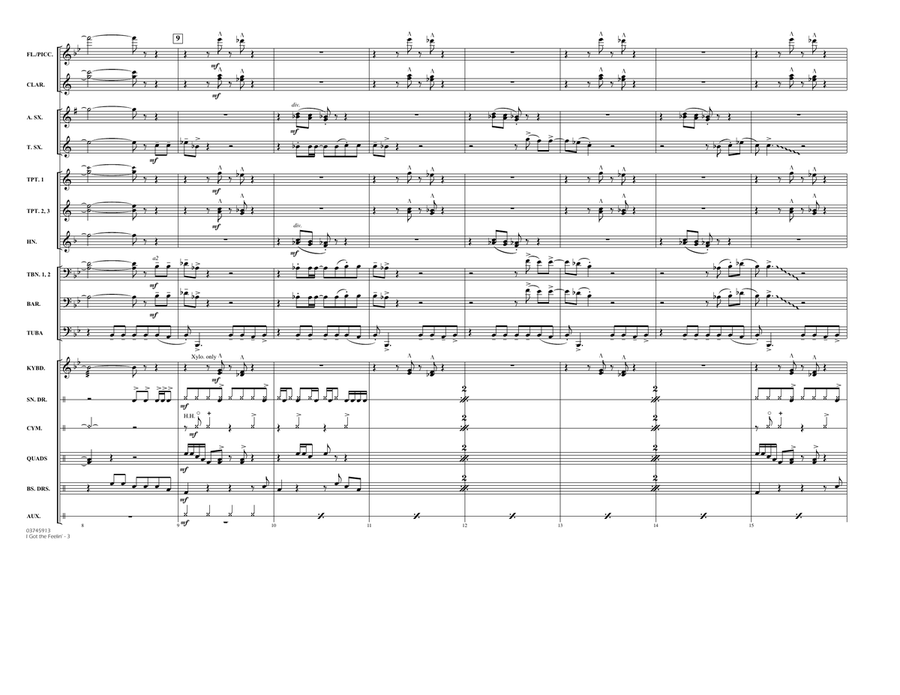 I Got the Feelin' - Conductor Score (Full Score) Marching Band scores gallery preview page 3