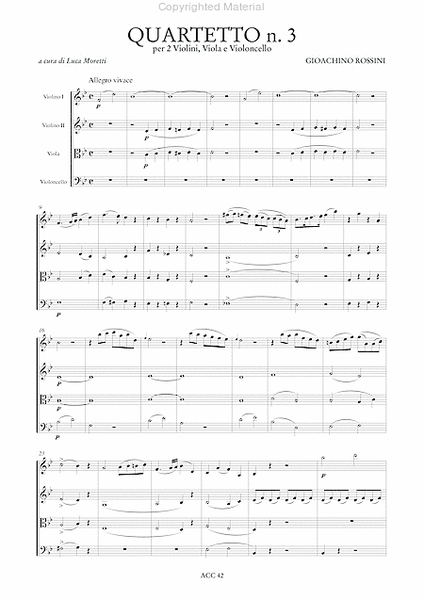 Quartet No. 3 in B flat Major for 2 Violins, Viola and Violoncello