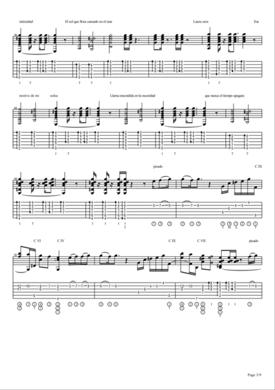 Vicente Amigo - Tierra - 7 - Cancion De Laura Electric Guitar scores gallery preview page 3