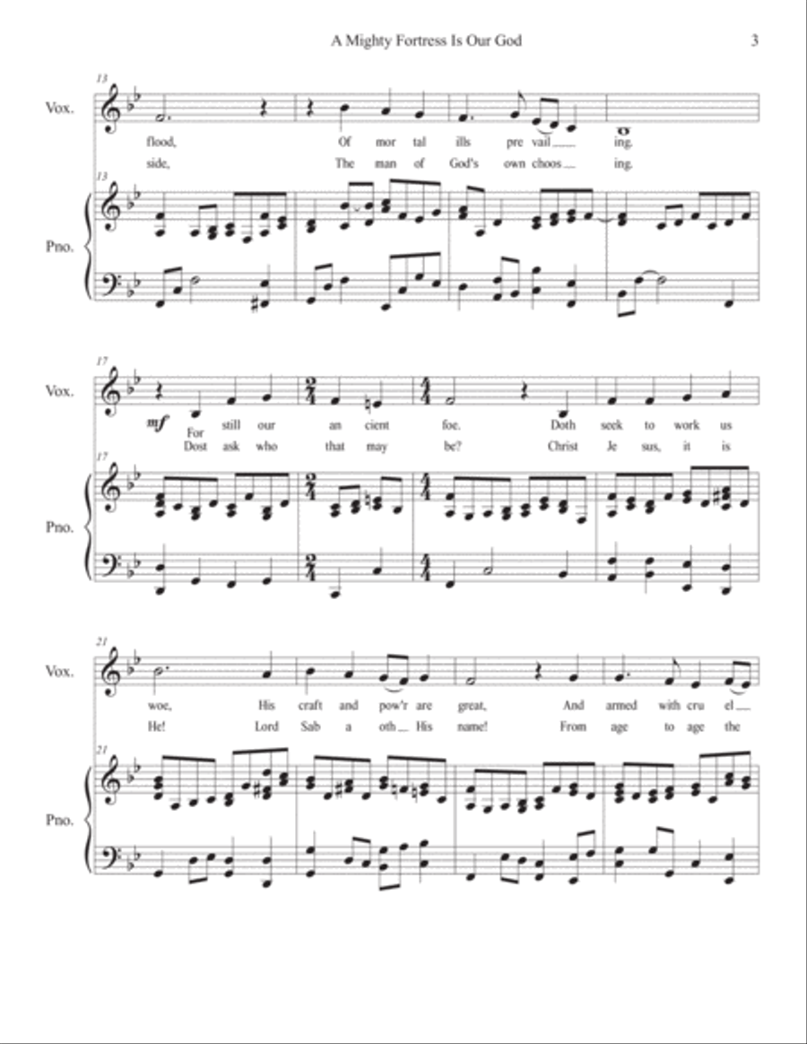 A Mighty Fortress Is Our God Vocal Solo (Medium range) Unison Choir scores gallery preview page 3