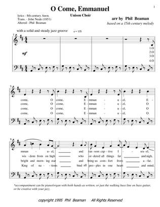 O Come, Emmanuel - jazz unison choir and piano