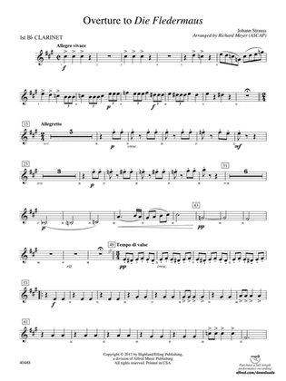Overture to Die Fledermaus: 1st B-flat Clarinet