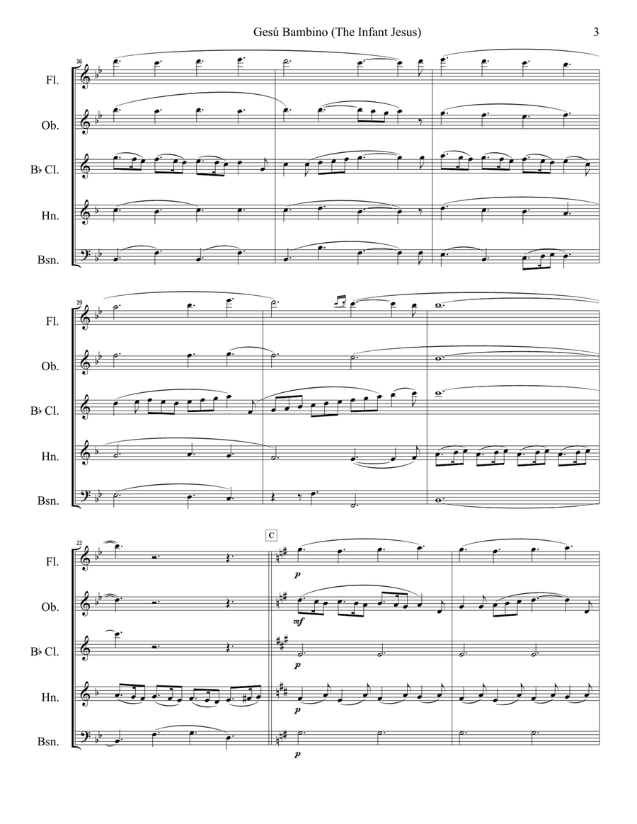 Gesu Bambino (Infant Jesus) for Woodwind Quintet Woodwind Quintet scores gallery preview page 4