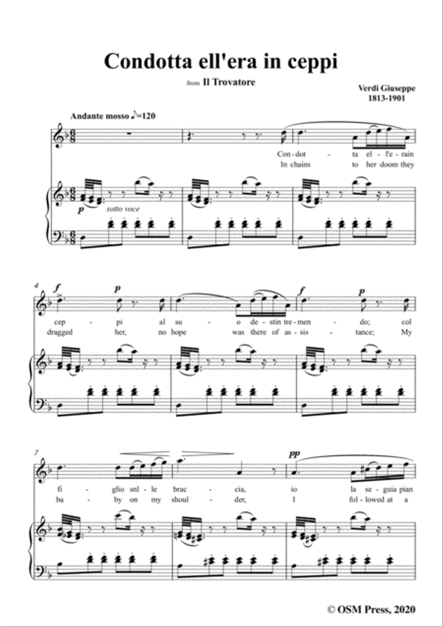 Verdi-Condotta ell'era in ceppi,in d minor,for Voice and Piano Voice Solo scores gallery preview page 3