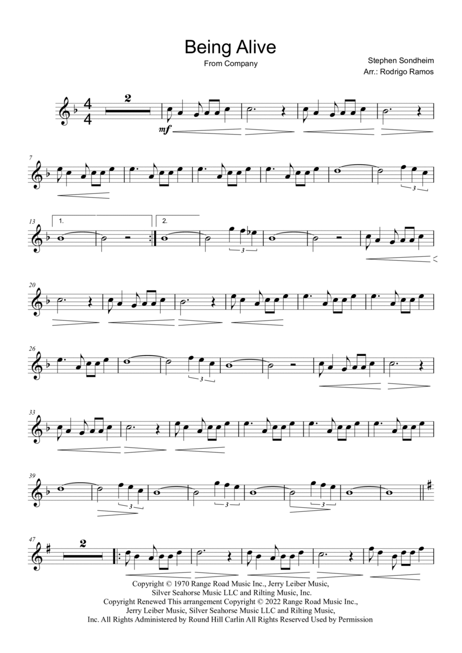 Being Alive Tuba scores gallery preview page 1