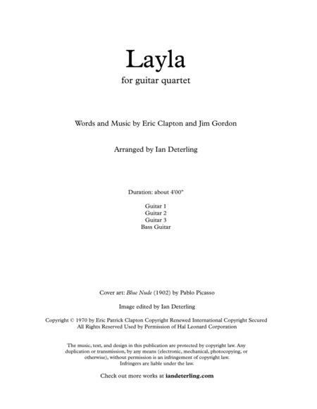 Layla (for Guitar Quartet)