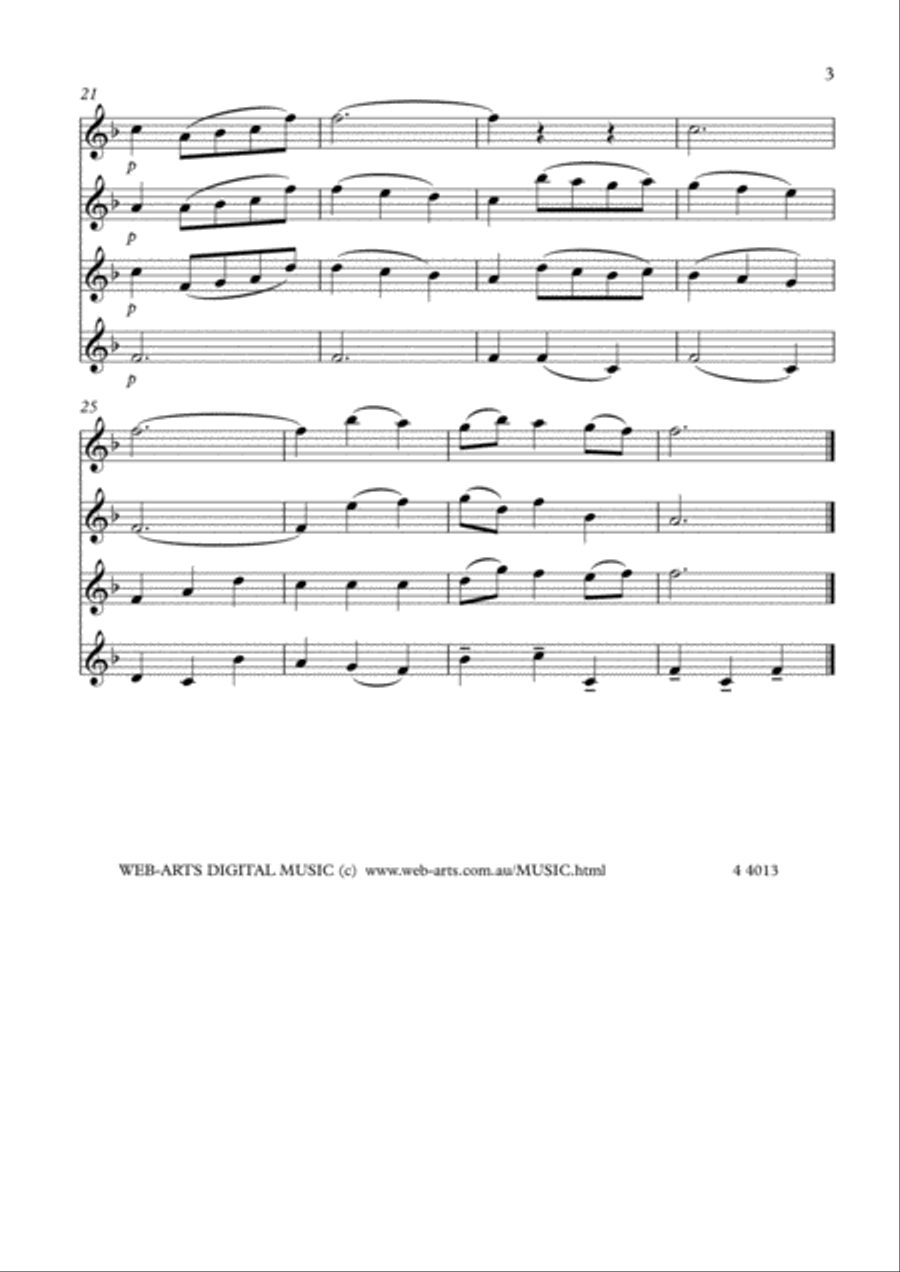 MENUET from ORPHEUS for 4 flutes - GLUCK Flute Quartet scores gallery preview page 3