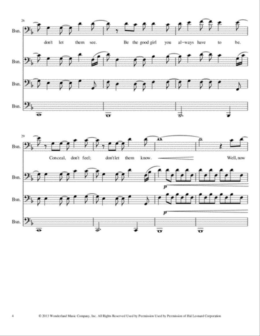 Let It Go (from Frozen) Woodwind Quartet scores gallery preview page 4