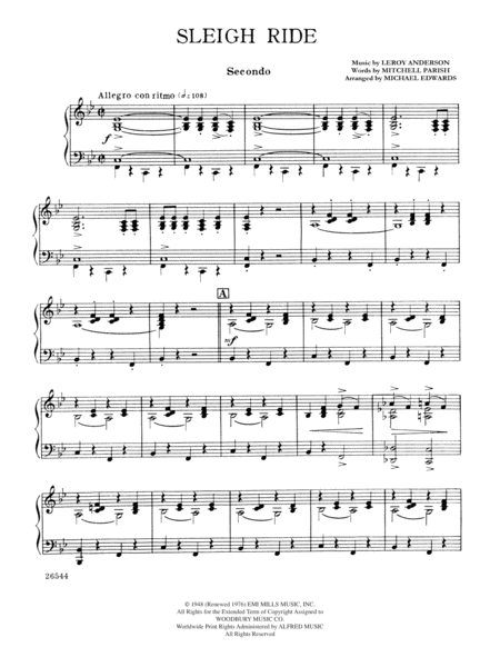 Sleigh Ride (Piano, Four-Hands)