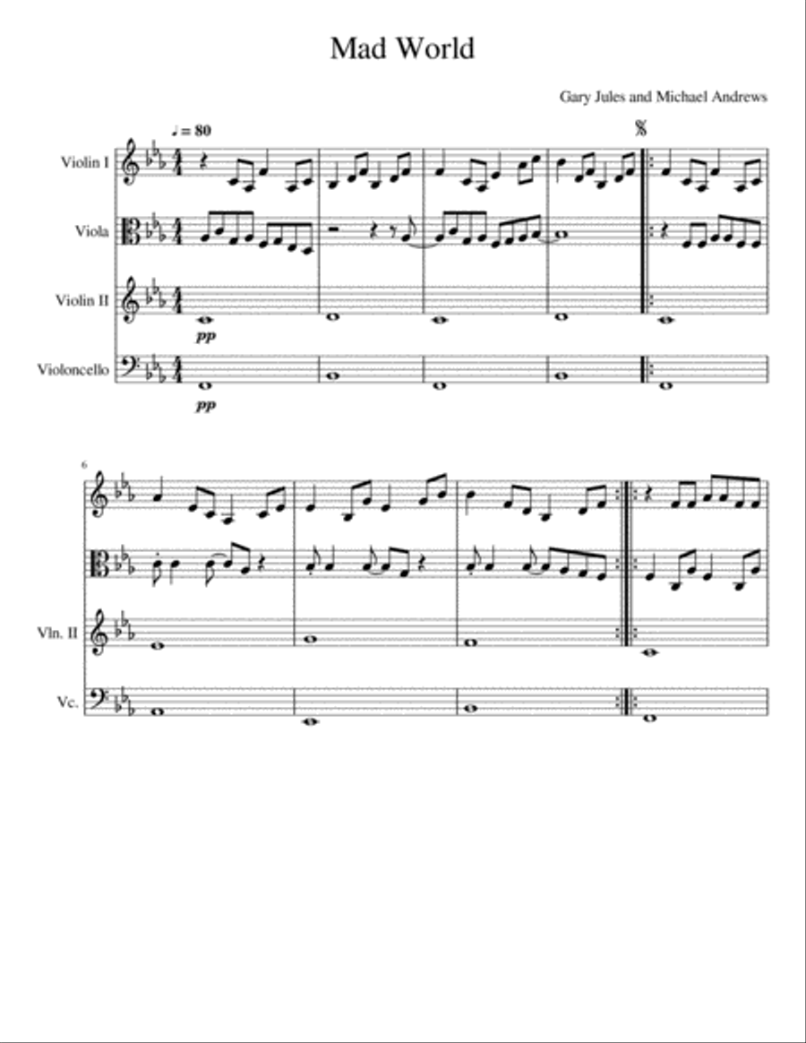 Mad World Mad World String Trio scores gallery preview page 1