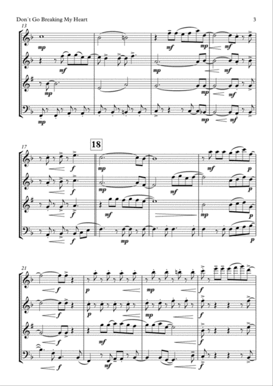 Don't Go Breaking My Heart Small Ensemble scores gallery preview page 3