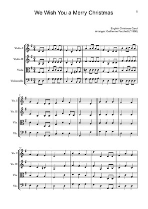 English Christmas Carol - We Wish You a Merry Christmas. Arrangement for String Quartet