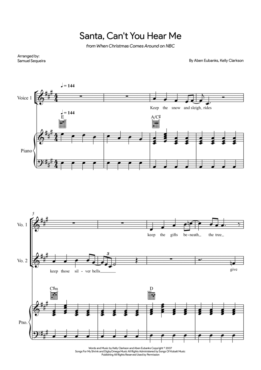 Santa Can't You Hear Me Piano scores gallery preview page 1
