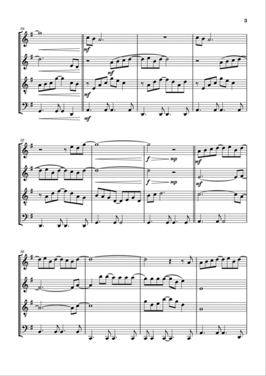 Fly Away Saxophone Quartet scores gallery preview page 4