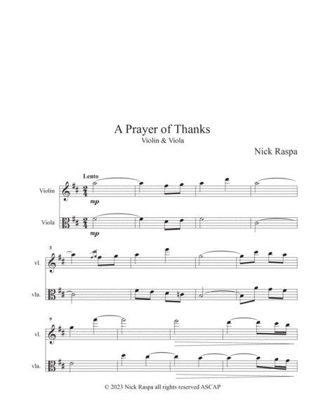 A Prayer of Thanks (Violin & Viola) image number null