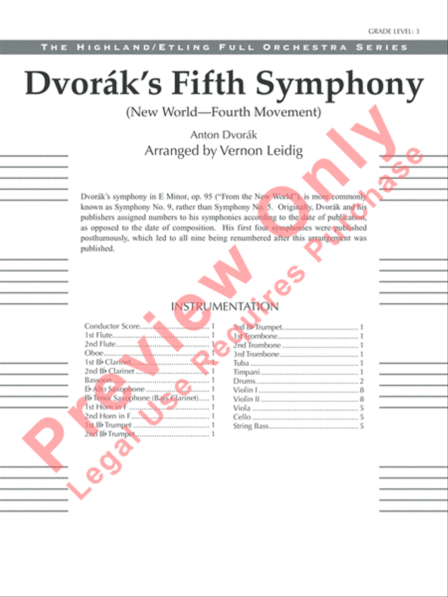 Dvorák's Fifth Symphony (New World, Fourth Movement) Full Orchestra scores gallery preview page 2