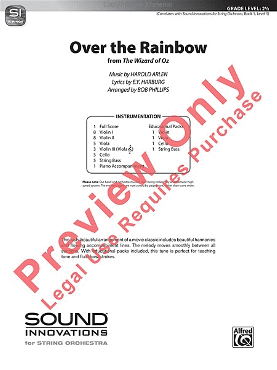 Over the Rainbow (from The Wizard of Oz) String Orchestra scores gallery preview page 2