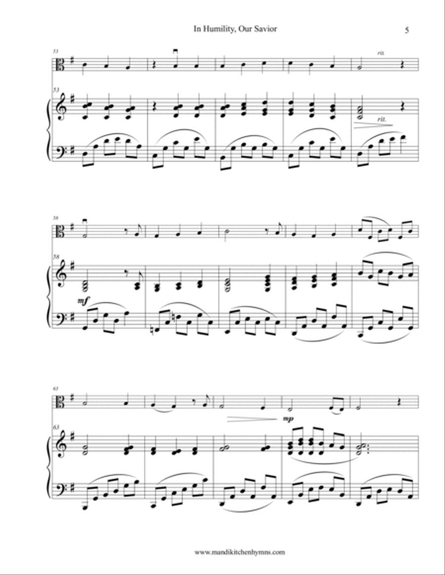 In Humility, Our Savior Viola & Piano Duet Piano Accompaniment scores gallery preview page 5