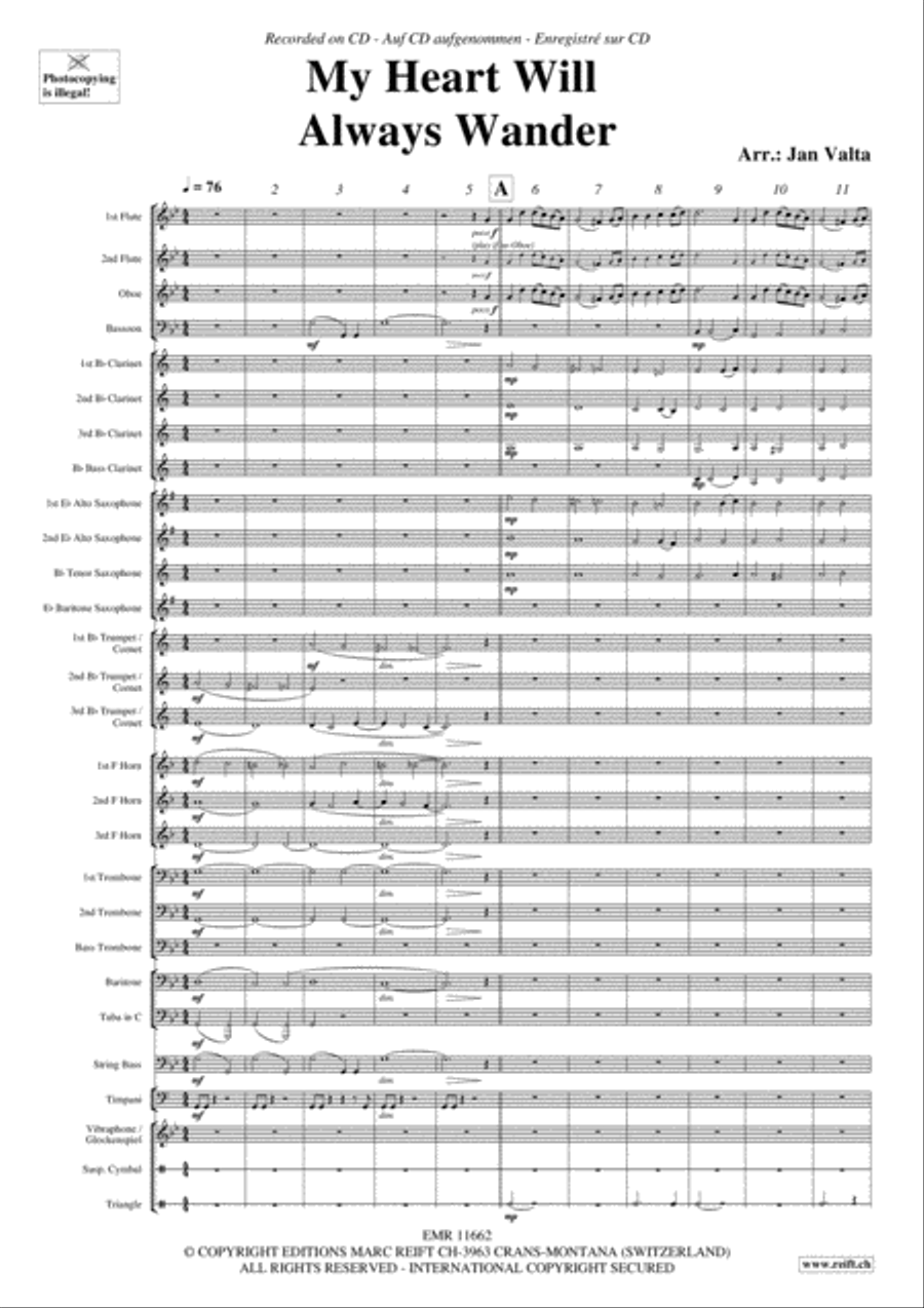 My Heart Will Always Wander Concert Band scores gallery preview page 4
