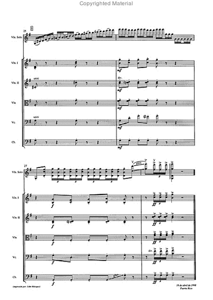 Concertino Tropical for violin (or mandolin) and string orchestra (1998)