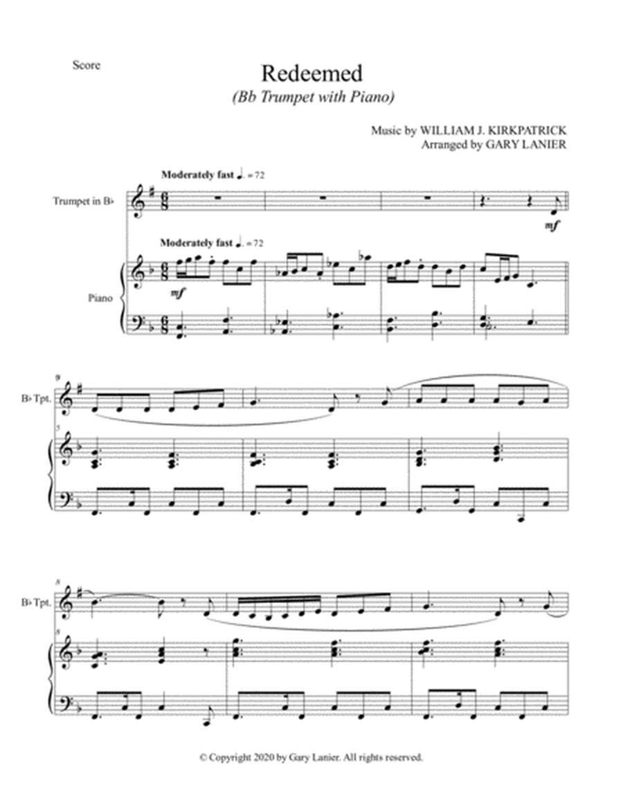 REDEEMED (for Bb Trumpet and Piano with Score/Part) image number null